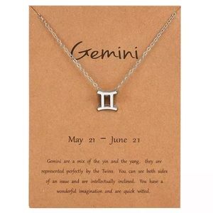 Gemini ♊️ Zodiac Sign Pendant Necklace Silver Tone Constellation Jewelry Charm